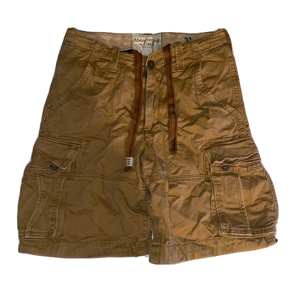 Abercrombie & Fitch Cargo Shorts‎ Men Size 31 Faded Tan Button Fly Drawstring